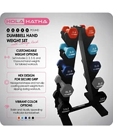 HolaHatha 2, 3, 5, 8 & 10 Pound Neoprene Dumbbell Weight Set with Storage Rack