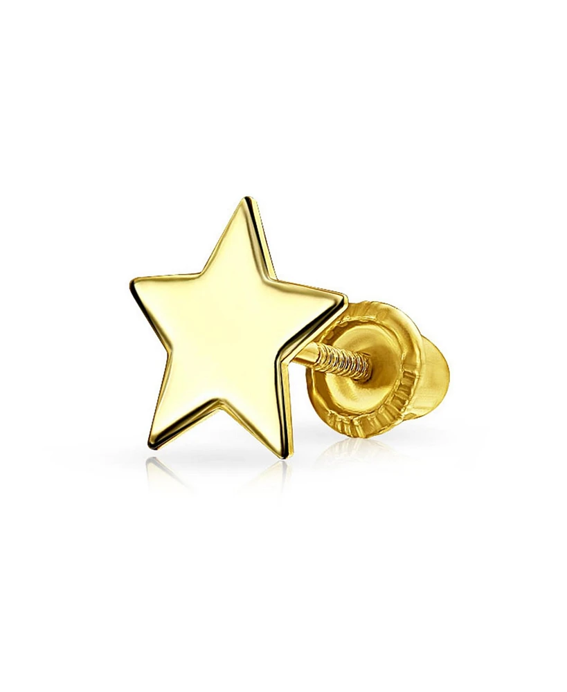 Bling Jewelry 14K Gold Celestial Cartilage Ear Lobe Piercing Solid Tiny Star Stud Earring 1pcs