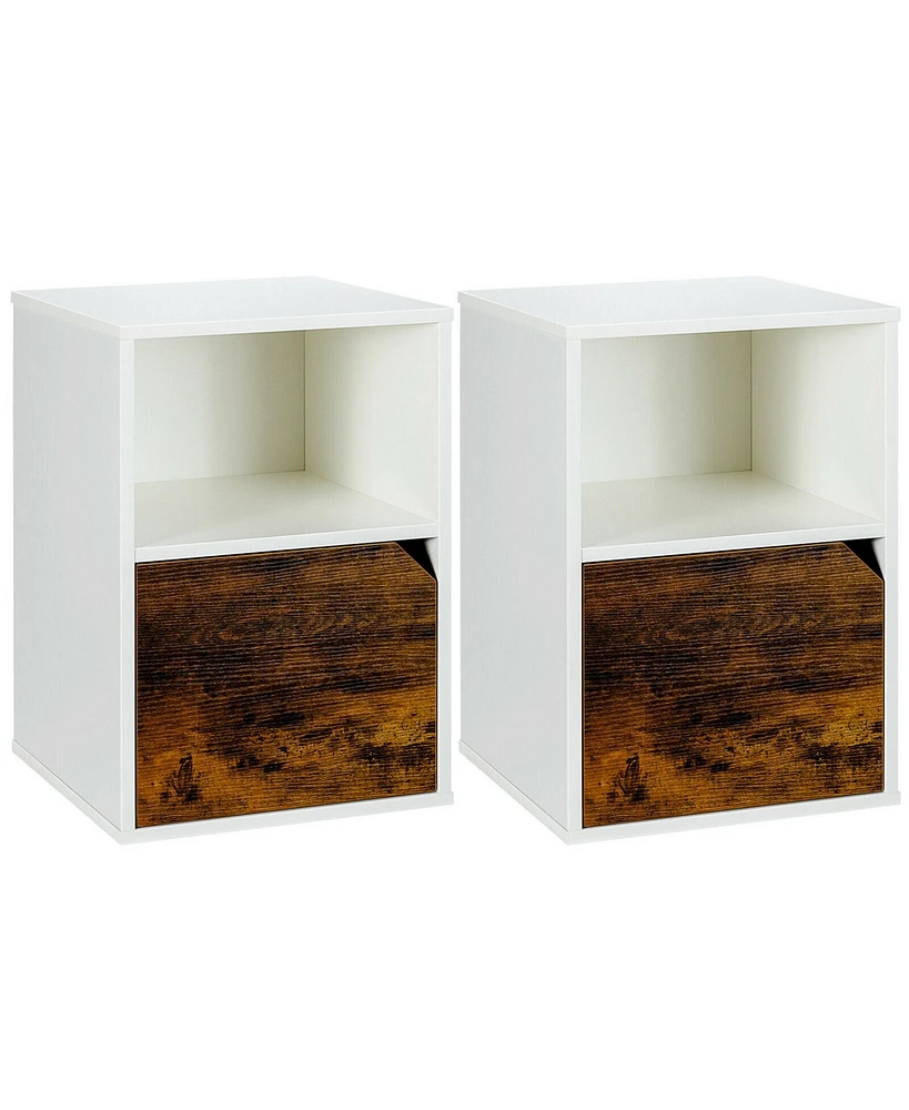 Gymax Set of 2 Nightstands Side End Table Storage Cabinet Shelf Living Room White