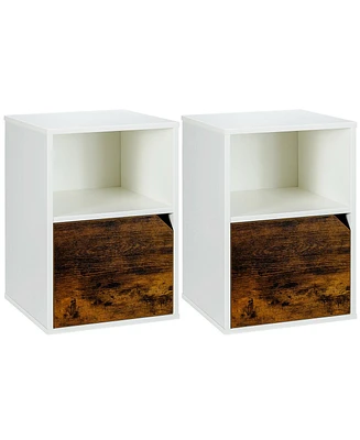 Gymax Set of 2 Nightstands Side End Table Storage Cabinet Shelf Living Room White