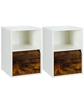 Gymax Set of 2 Nightstands Side End Table Storage Cabinet Shelf Living Room White