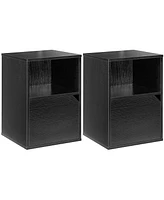 Gymax Set of 2 Nightstands Side End Table Storage Cabinet Shelf Living Room