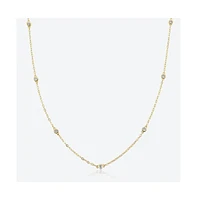 Hollywood Sensation Dainty 18K Gold Plated Sterling Silver Necklace with 7 Round Cut Cubic Zirconia