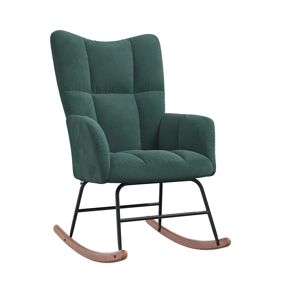 vidaXL Rocking Chair Dark Green Velvet