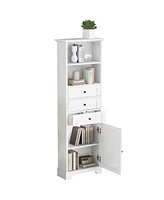 Slickblue White Tall Storage Cabinet – Mdf with Painted Finish, 3 Drawers & Adjustable Shelves for Bathroom, Kitchen, and Living Room