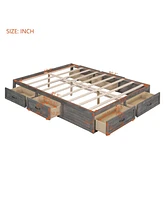 Slickblue Queen Size Platform Bed with 6 Built-In Storage Drawers