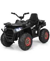 Costway 12V Kids Electric 4-Wheeler Atv Quad 2 Speeds Ride On Car w/MP3&Led Lights