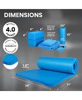 BalanceFrom Fitness 7 Piece Yoga Set with Mat, Stretch Strap, & Knee Pad