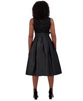 Jessica Howard Petite Sequined-Bodice Pleated Midi Dress