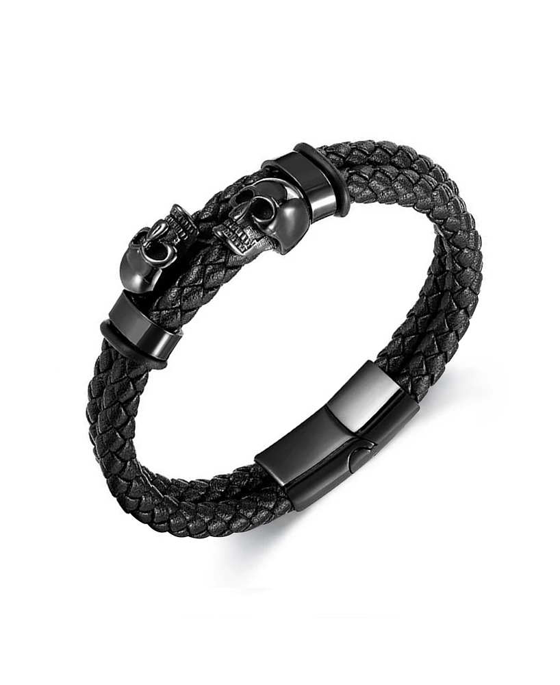 Rhona Sutton Black Reaper Leather Stainless Steel Bracelet