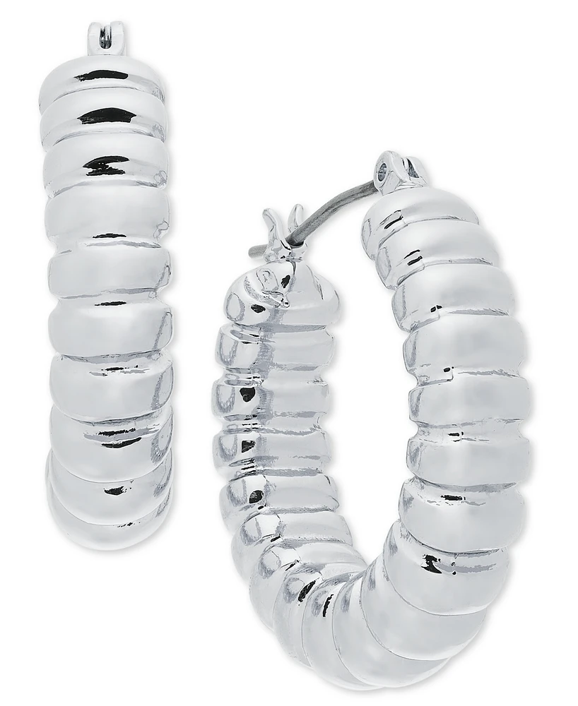 On 34th Small Croissant-Textured Hoop Earrings, 1.06", Created for Macy's
