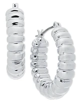 On 34th Small Croissant-Textured Hoop Earrings, 1.06", Created for Macy's