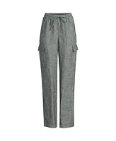 Lands' End Men's Women's High Rise Drawstring Linen Cargo Pants