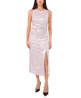 1.state Women's Asymmetric Ruched Metallic Midi Dress