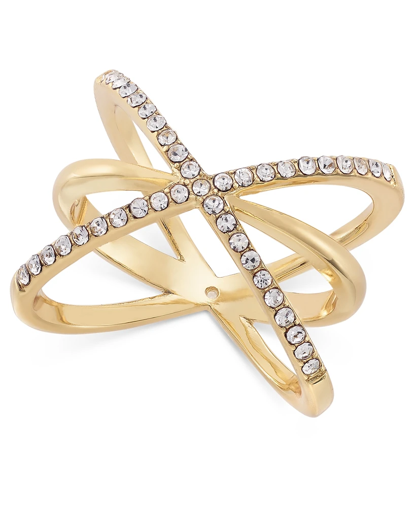 I.n.c. International Concepts Gold-Tone Pave Crisscross Ring, Created for Macy's