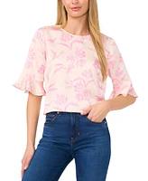 CeCe Women's Floral-Print Ruffled Blouse