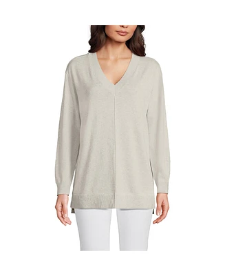 Lands' End Women's Fine Gauge Cotton Pullover Tunic Sweater