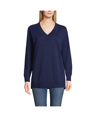 Lands' End Women's Fine Gauge Cotton Pullover Tunic Sweater