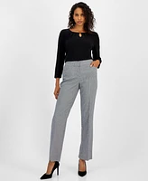 Kasper Women's Mini Houndstooth Straight-Leg Pants