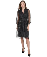 Halston Women's Sequined Fit & Flare Dress