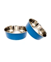 Country Living Set of 2 Heavy Gauge Stainless Steel Dog Bowls - Non-Skid, Durable & Rust-Resistant Perfect for Food Water