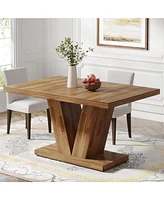 Tribesigns 47-Inch Dining Table for 4, Walnut Brown Kitchen Dinner Table with Heavy Duty Pedestal, Farmhouse Wooden Eating Table for Home, Dining Room