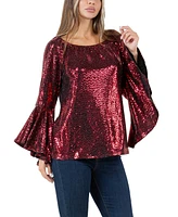 Fever Women's Glitter Dot Symphony Sleeve Top