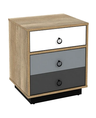 Gymax Nightstand with Drawer and Storage Cabinet Wooden Sofa Side Table End Table