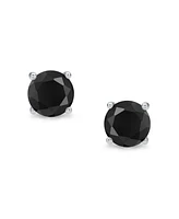 Bling Jewelry Black Solitaire Cz Stud Earrings .925 Sterling Silver