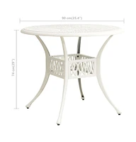 vidaXL Patio Table White 35.4"x35.4"x29.1" Cast Aluminum