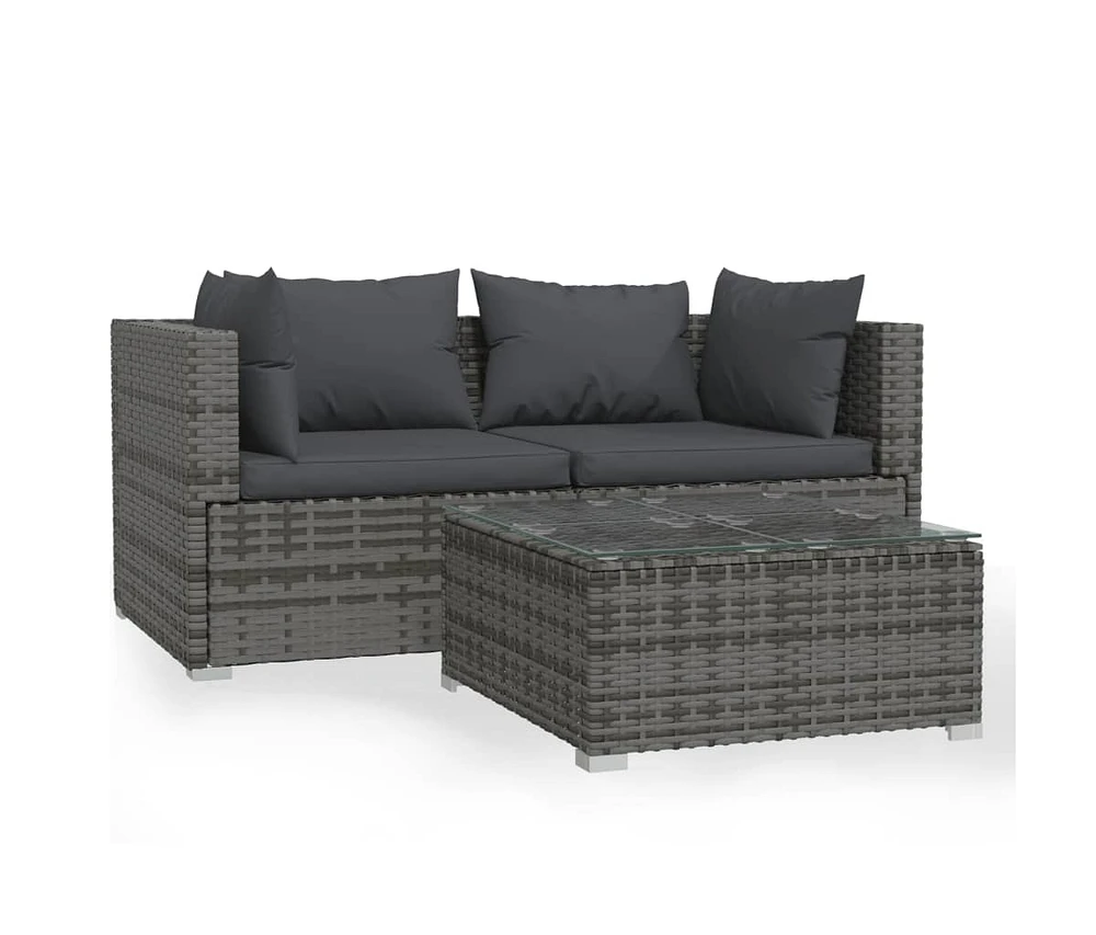 vidaXL Patio Furniture Set Piece with Cushions Poly Rattan