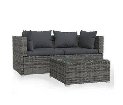 vidaXL Patio Furniture Set Piece with Cushions Poly Rattan