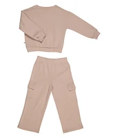 Bearpaw Girls 2 Piece Graphic Sweatshirt and Wide Leg Cargo Pants Outfit Set