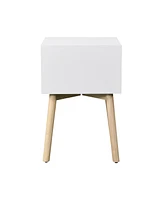 Slickblue Side Table with 2 Drawers and Rubber Wood Legs