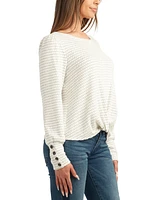 Bcx Juniors' Honeycomb Twist-Hem Long-Sleeve Sweater