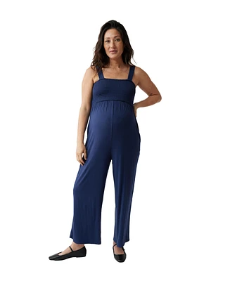 Women's Maternity Smocked Bodice Jumpsuit