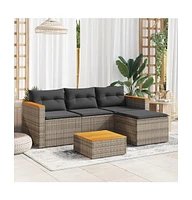 vidaXL 3 Piece Patio Sofa Set with Cushions Poly Rattan