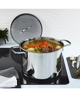 BergHOFF DiNA Helix Recycled 18/10 Stainless Steel 10.25" Stockpot 10.6qt., Glass Lid