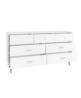 Slickblue Seven-Drawer Large Chest of Drawers with Golden Handles and Legs