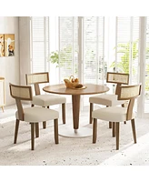 Gymax Set of Dining Chairs Armless Side Chairs w/ Curved Rattan Backrest for Kitchens