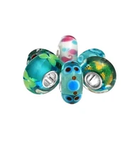 Bling Jewelry Aqua Blue Green Murano Glass Bead Charm Bundle Set .925 Sterling Silver - Multi