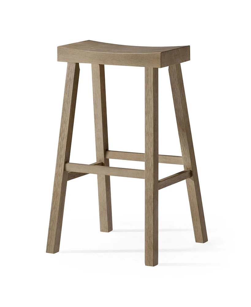 Maven Lane Vincent Wooden Rustic Aesthetic Kitchen Bar Stool, Antiqued Grey