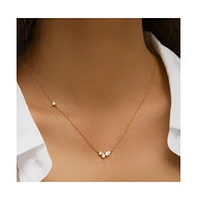 Hollywood Sensation 18K Gold Plated Sterling Silver Necklace with Three Round and One Pear Cut Cubic Zirconia Stones