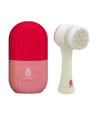 Pursonic Perfect Skincare Duo: Ice Cube Facial Roller Massager for Face, Eyes, and Neck & Dual Sided Facial Cleansing Brush