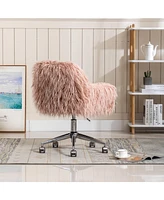 Slickblue Modern Faux fur home office chair, fluffy chair for girls, makeup vanity Chair