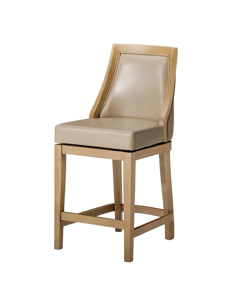 Maven Lane Vienna Counter Stool, Weathered Oak Finish, Avanti Bone Leather