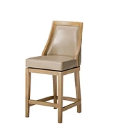 Maven Lane Vienna Counter Stool, Weathered Oak Finish, Avanti Bone Leather