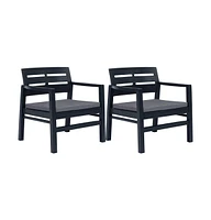 vidaXL 3 Piece Patio Lounge Set Plastic Anthracite