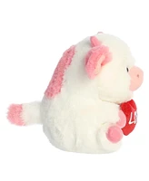 Aurora Mini Love Cow Rolly Pet Round Plush Toy Pink 5"