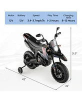 Costway 12V Licensed Aprilia Kids Ride On Motorcycle Electric Dirt Bike with Light & Music